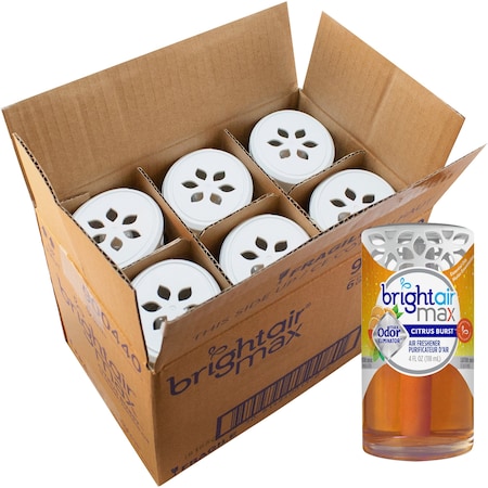 Bright Air Air Freshener, Citrus Burst, 4 oz Orange, PK 6 BRI900440CT